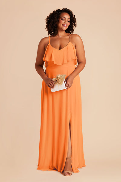 Knee length Sundress in orange with straps with built in bra and