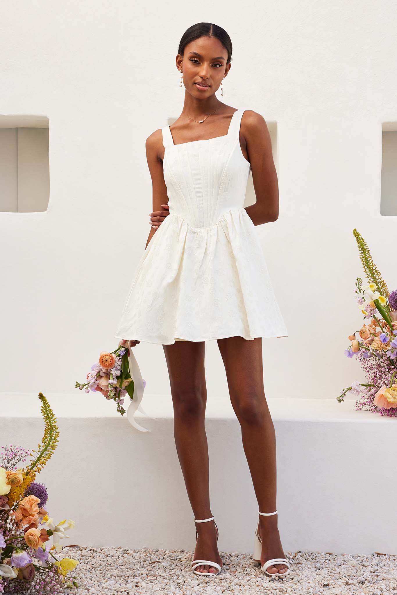 white corset dress