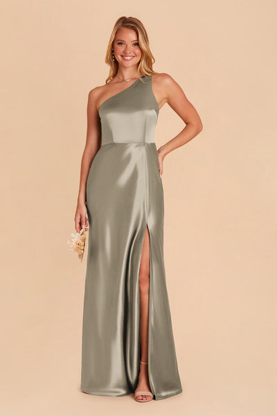 Lydia Olive Cowl Neck Satin Bridesmaid Dress