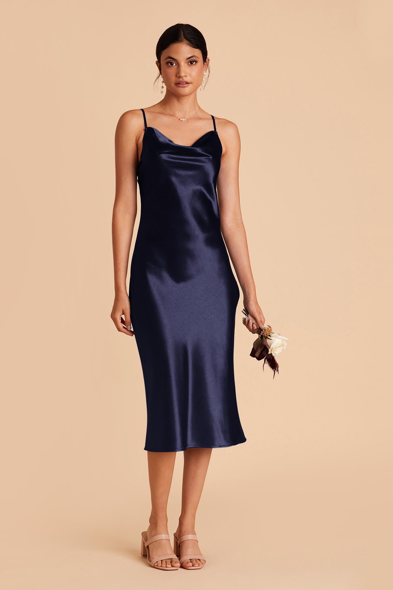 navy satin dress