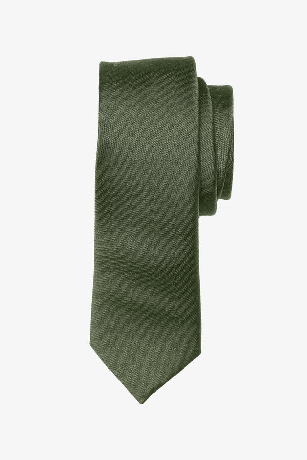 Simon Skinny Groomsman Necktie in Olive | Birdy Grey