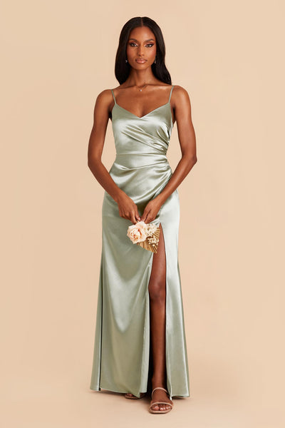 Lisa Olive Satin Cowl Neck Midi Bridesmaid Dress