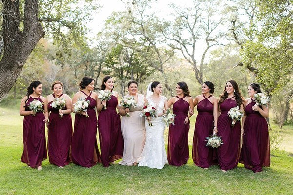 burgundy and grey bridesmaid dresses