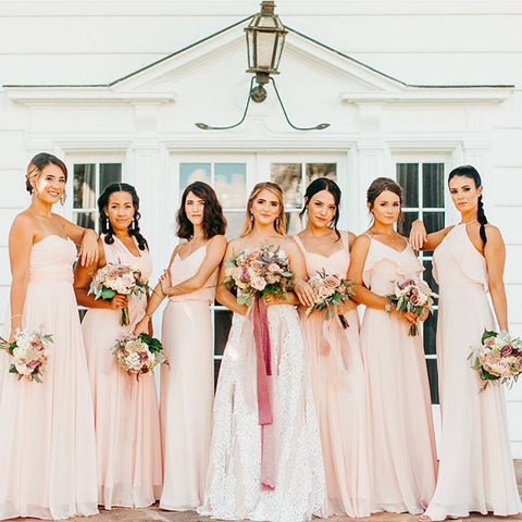 blush bridesmaid gowns