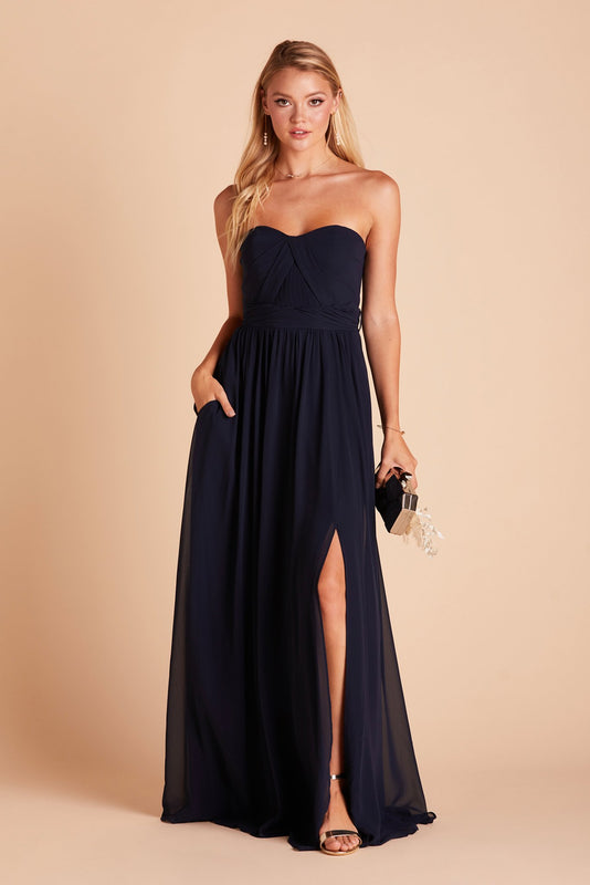 Grace Convertible Chiffon Bridesmaid Dress in Navy | Birdy Grey