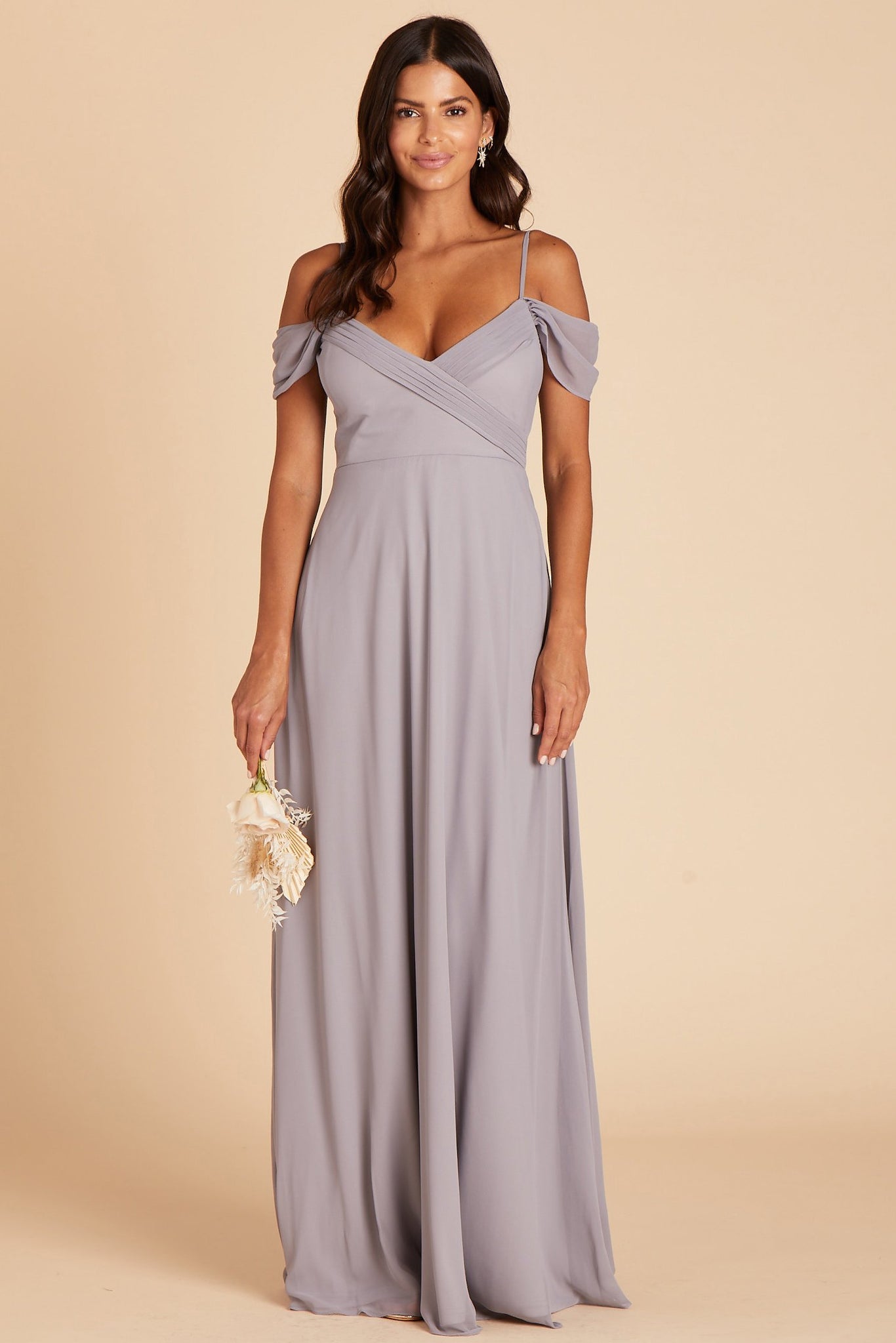 Spence Convertible Chiffon Bridesmaid Dress in Silver | Birdy Grey