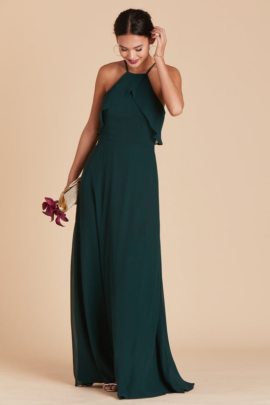 Jules Chiffon Bridesmaid Dress In Emerald Birdy Grey