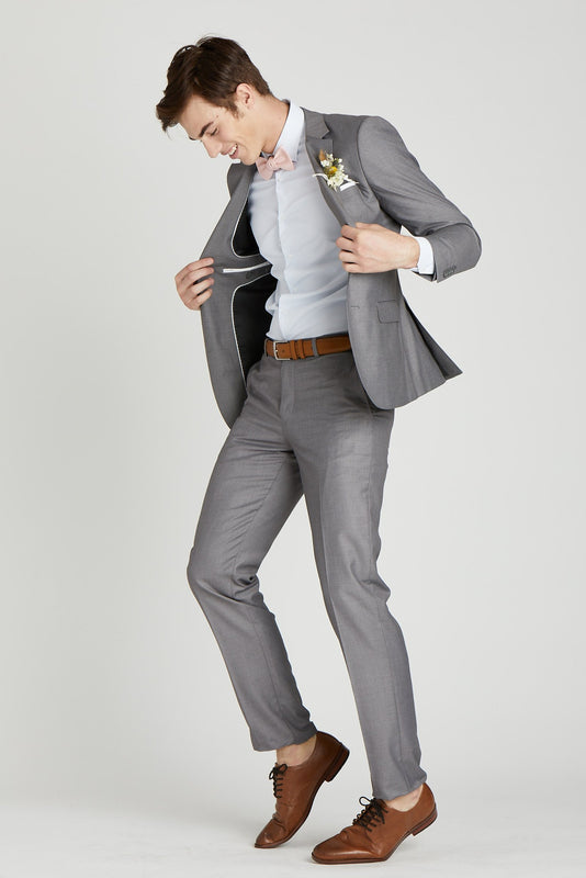 grey suit bow tie combinations