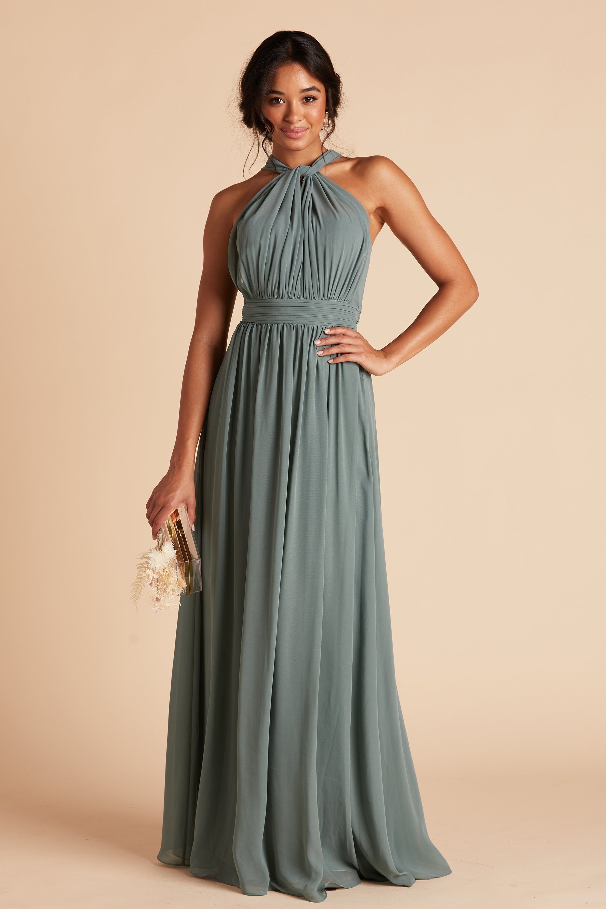 Grace Convertible Chiffon Bridesmaid Dress in Sea Glass – Birdy Grey