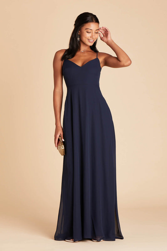 Devin Convertible Chiffon Bridesmaid Dress in Navy | Birdy Grey