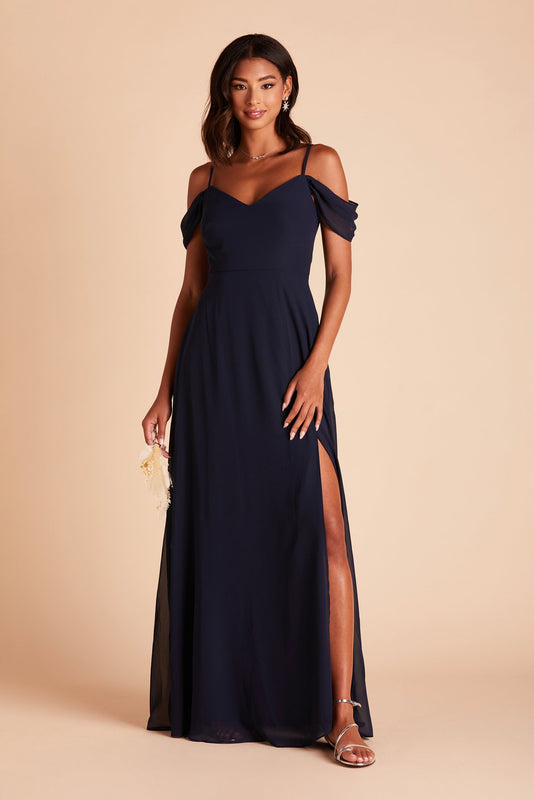 Devin Convertible Chiffon Bridesmaid Dress in Navy | Birdy Grey