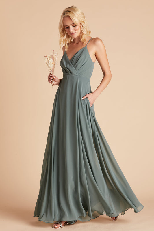 Kaia Chiffon Bridesmaid Dress in Sea Glass | Birdy Grey