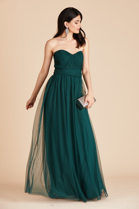 Christina Convertible Tulle Bridesmaid Dress in Emerald | Birdy Grey