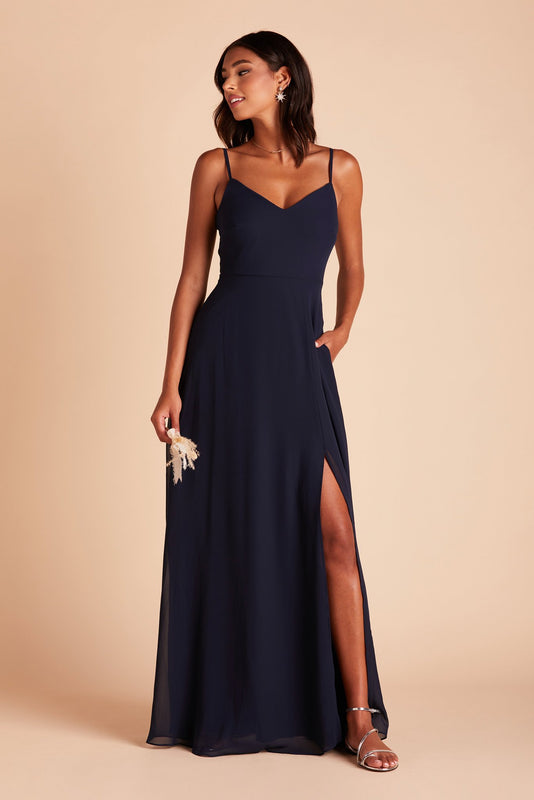 Devin Convertible Chiffon Bridesmaid Dress in Navy | Birdy Grey