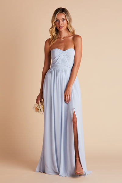 Custom Made Ice Blue Mermaid Dusty Blue Evening Dress With High Side Split,  Spaghetti Straps, V Neck, Pleats, Ruffles, And Sweep Train Perfect For Prom  And Parties From Verycute, $46.98 | DHgate.Com