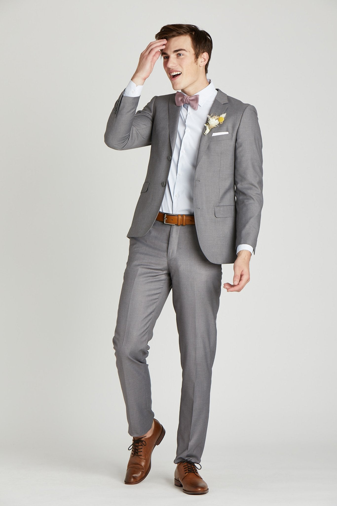 Textured Gray Groomsman Suit by SuitShop