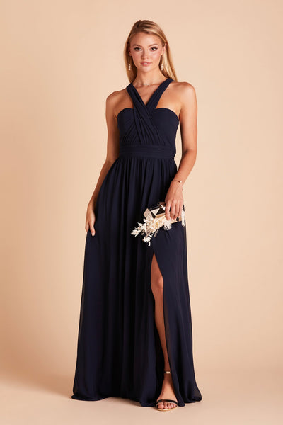 Grace Convertible Chiffon Bridesmaid Dress in Navy | Birdy Grey