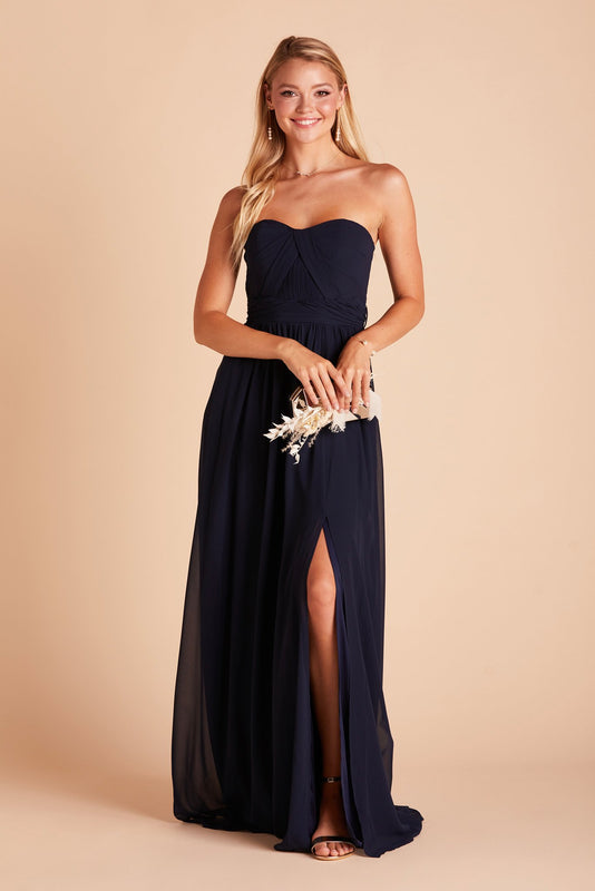 Grace Convertible Chiffon Bridesmaid Dress in Navy | Birdy Grey