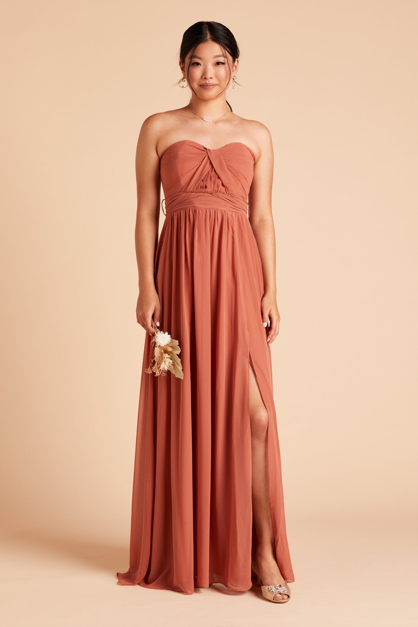 Grace Convertible Chiffon Bridesmaid Dress in Terracotta Birdy Grey