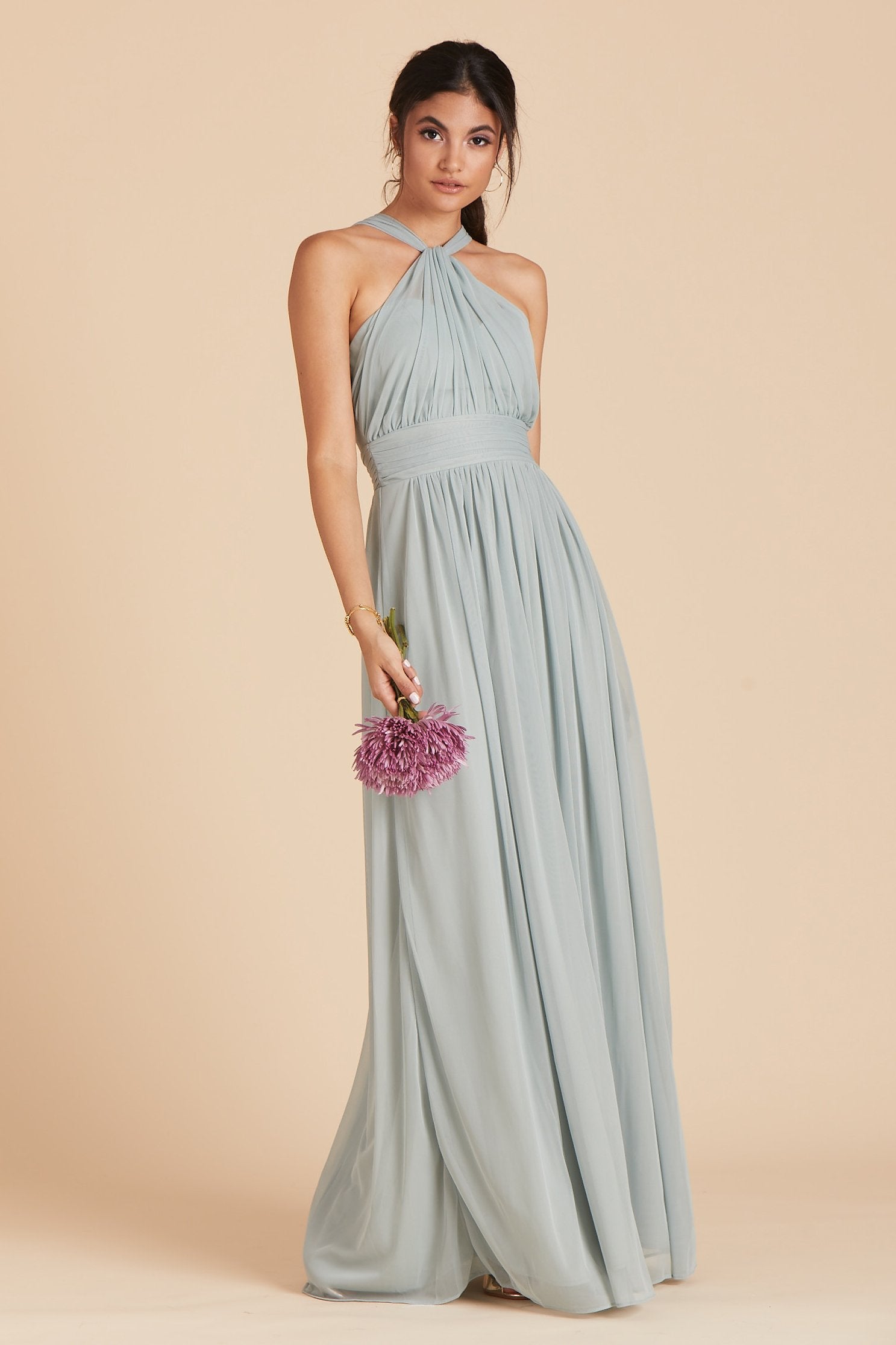 Powder Blue Infinity Bridesmaid Dress with Long Greek Style Skirt