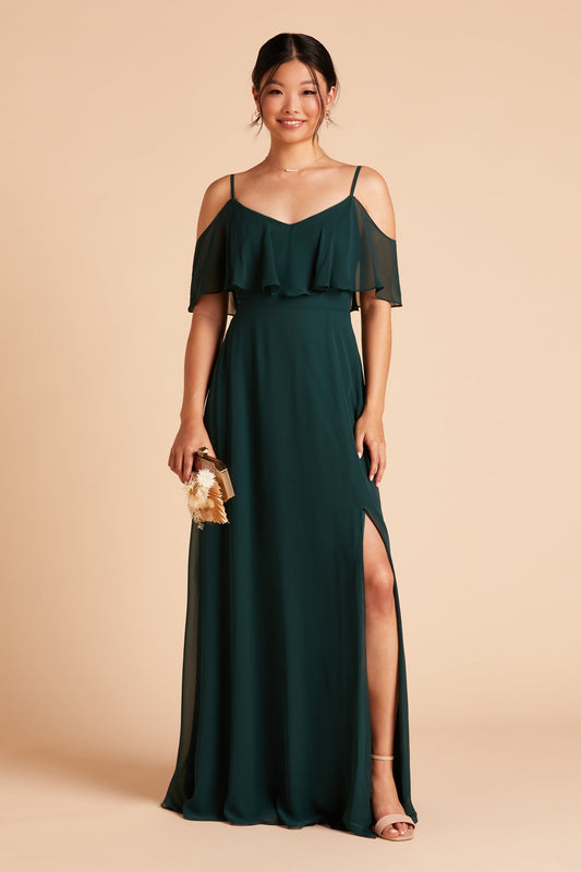 Jane Convertible Chiffon Bridesmaid Dress in Emerald | Birdy Grey