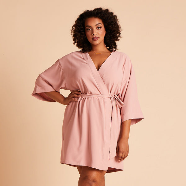 Kenny Dusty Pink Ruffle Satin Robe