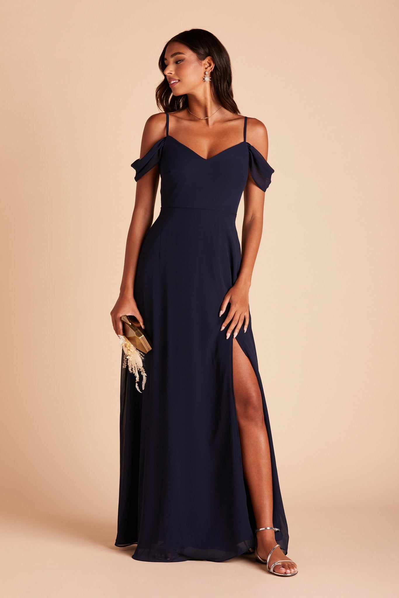 Devin Convertible Chiffon Bridesmaid Dress in Navy | Birdy Grey