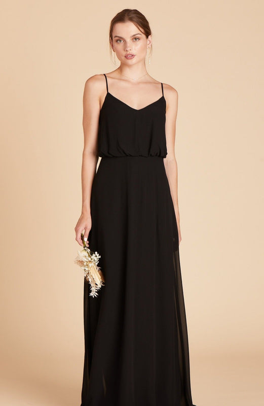 Gwennie Chiffon Bridesmaid Dress in Black | Birdy Grey