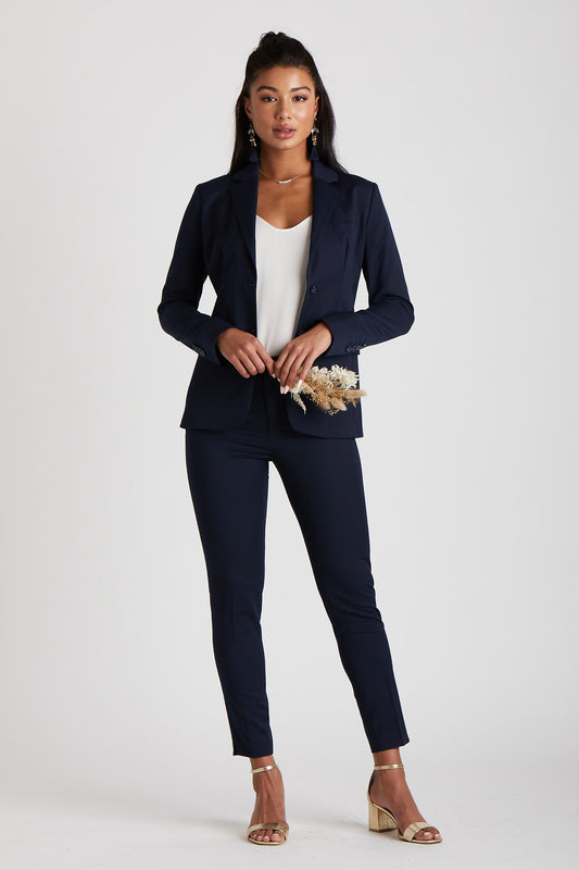 Women's Navy Blue Suit by SuitShop | Birdy Grey