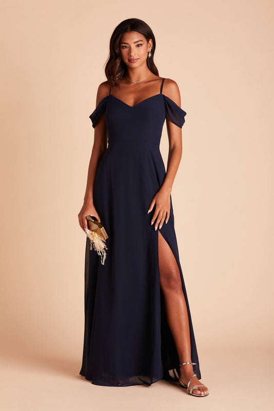 Devin Convertible Chiffon Bridesmaid Dress in Navy | Birdy Grey