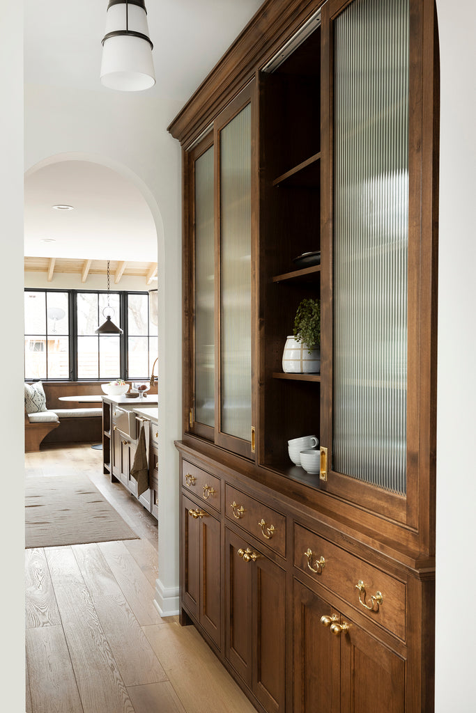 Rustic Style Pantry with Brass Hardware