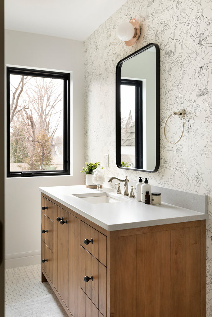 Rustic Style Bathroom with Brass Hardware