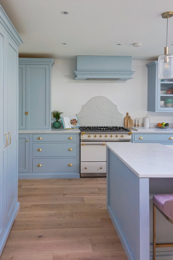 Powder Blue Kitchen with Brass Handles