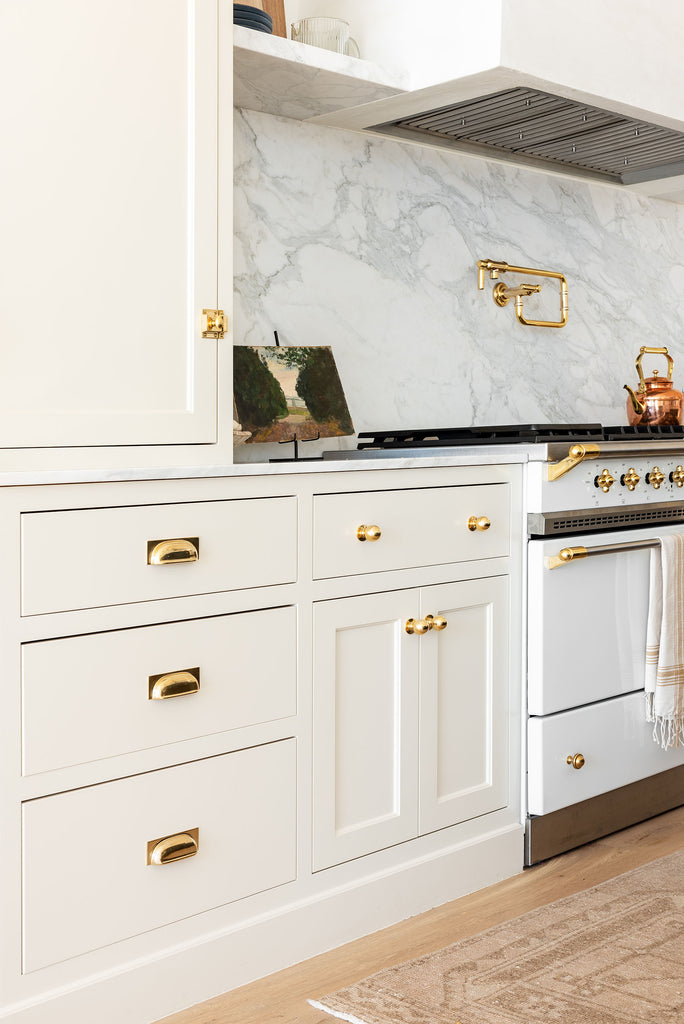 studio mcgee kitchen cabinets polished brass hardware