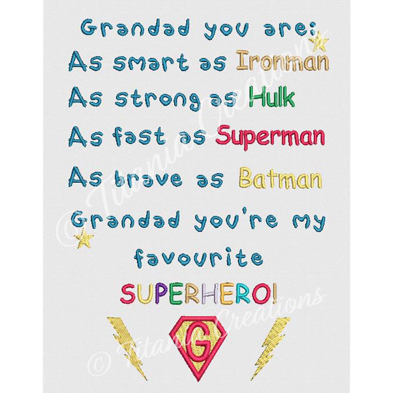 Grandad Superhero 5x7, 6x10 - Titania Creations