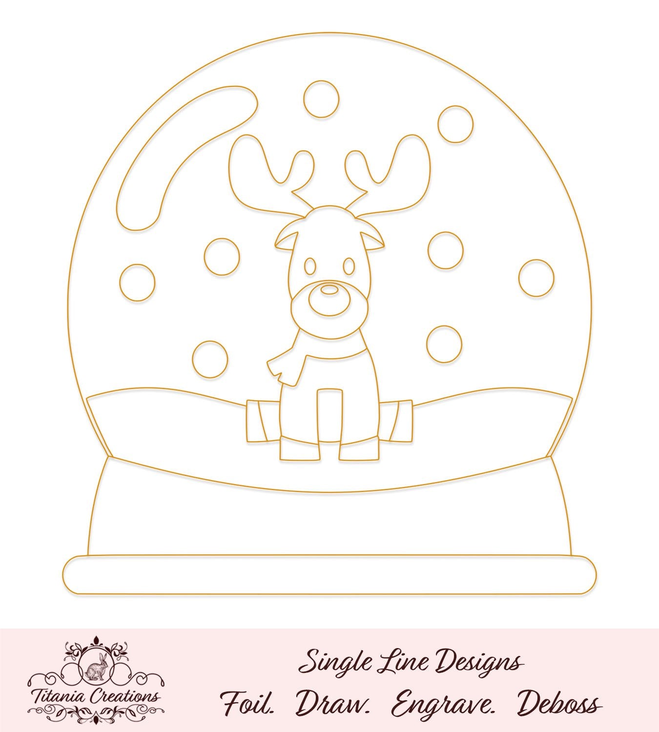 Single Line Reindeer Snow Globe Foil Quill Svg Titania Creations