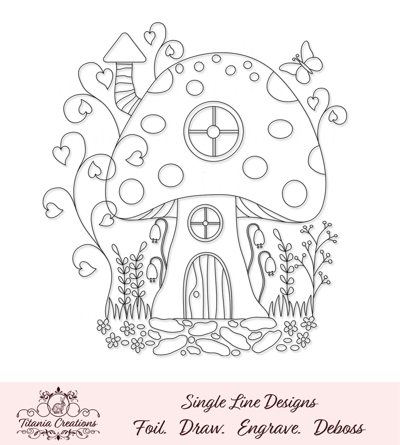 Download Single Line Toadstool House Foil Quill Sketch Svg Titania Creations