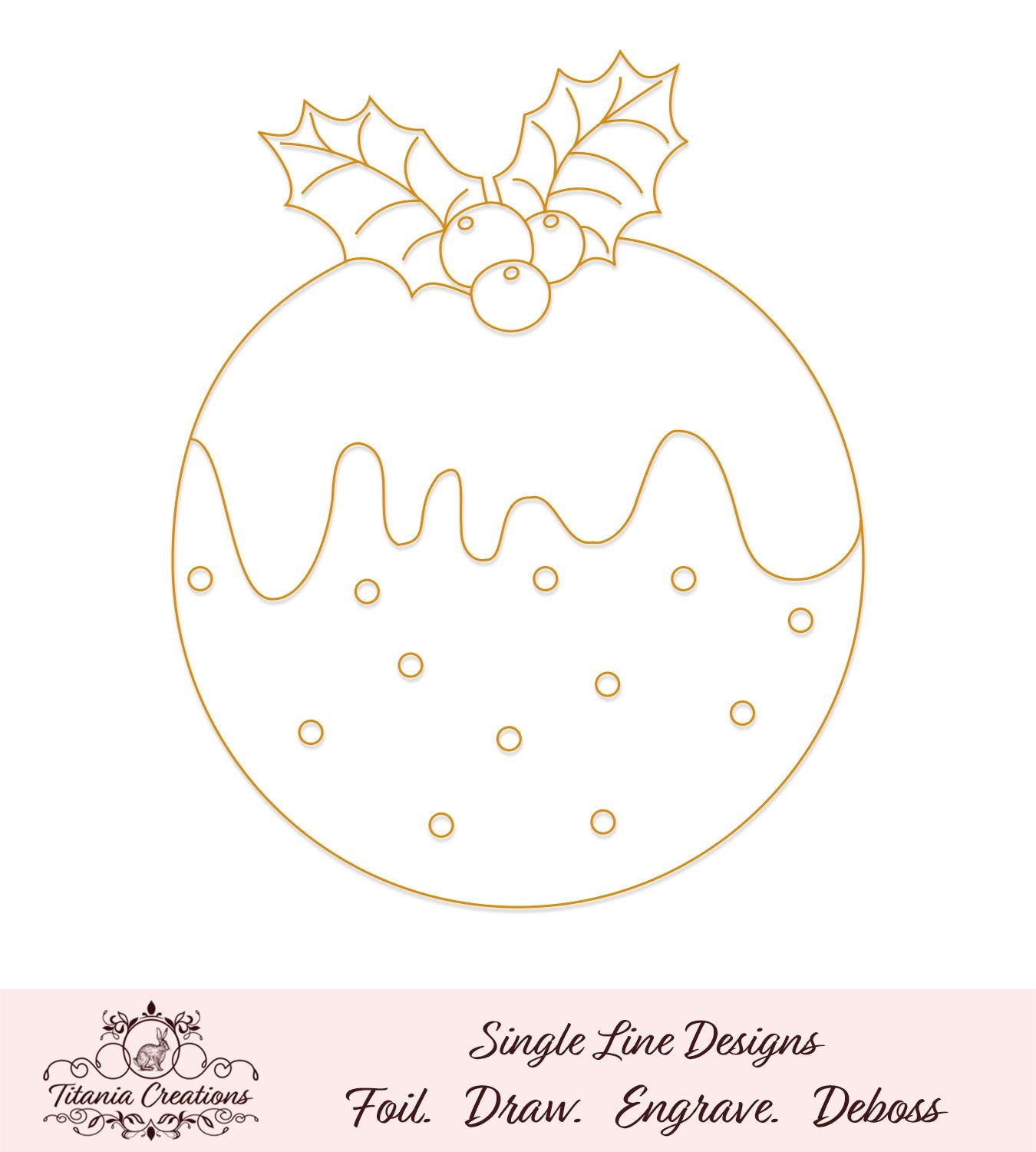 Download Single Line Christmas Pudding Foil Quill Svg Titania Creations