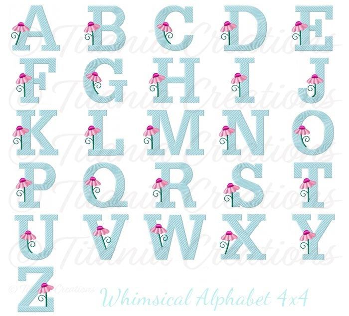 Whimsical Alphabet 4x4 - Titania Creations