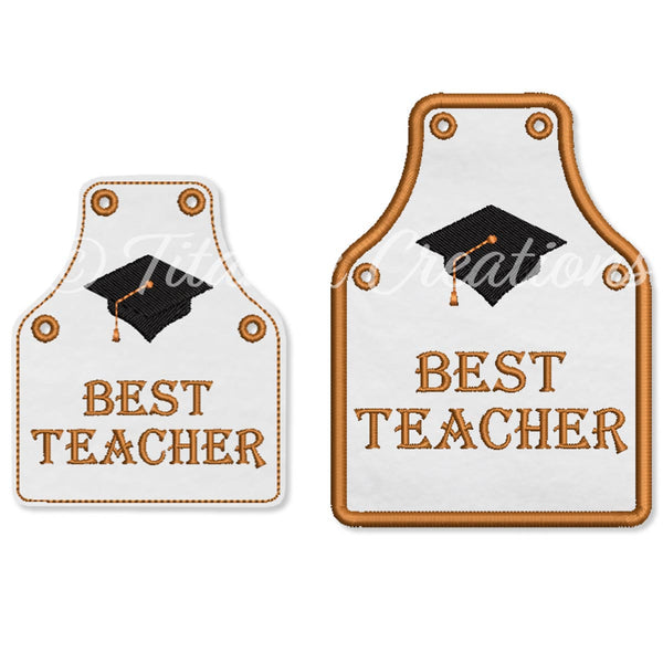 Download ITH Best Teacher Bottle Apron 4x4 5x7 - Titania Creations