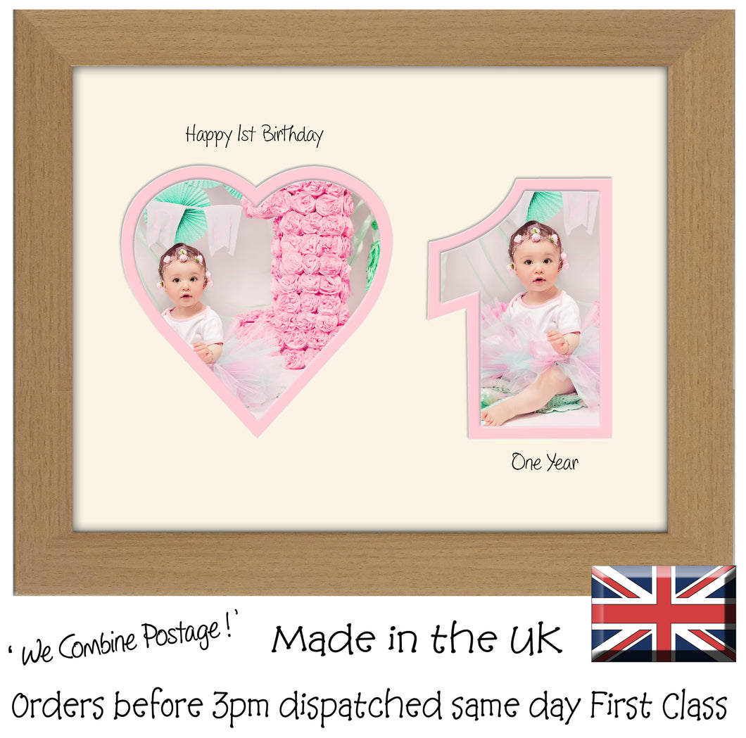 1st Birthday Photo Frame 1st Birthday With Heart Landscape Photo Frame 1159f 9