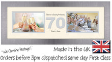 70th Anniversary Photo Frame Platinum Wedding Seventieth Gift Takes Two 6”x4” Landscape Photos 1237A 450mm x 151mm mount size  , Choices of frames & Borders