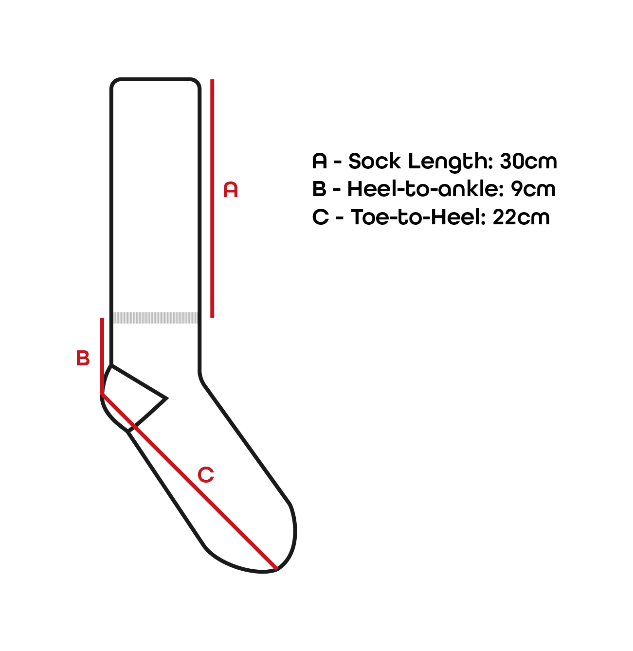 Senior Playing Socks Size Guide