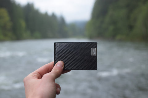 Common Fibers carbon fiber business card holder outdoors