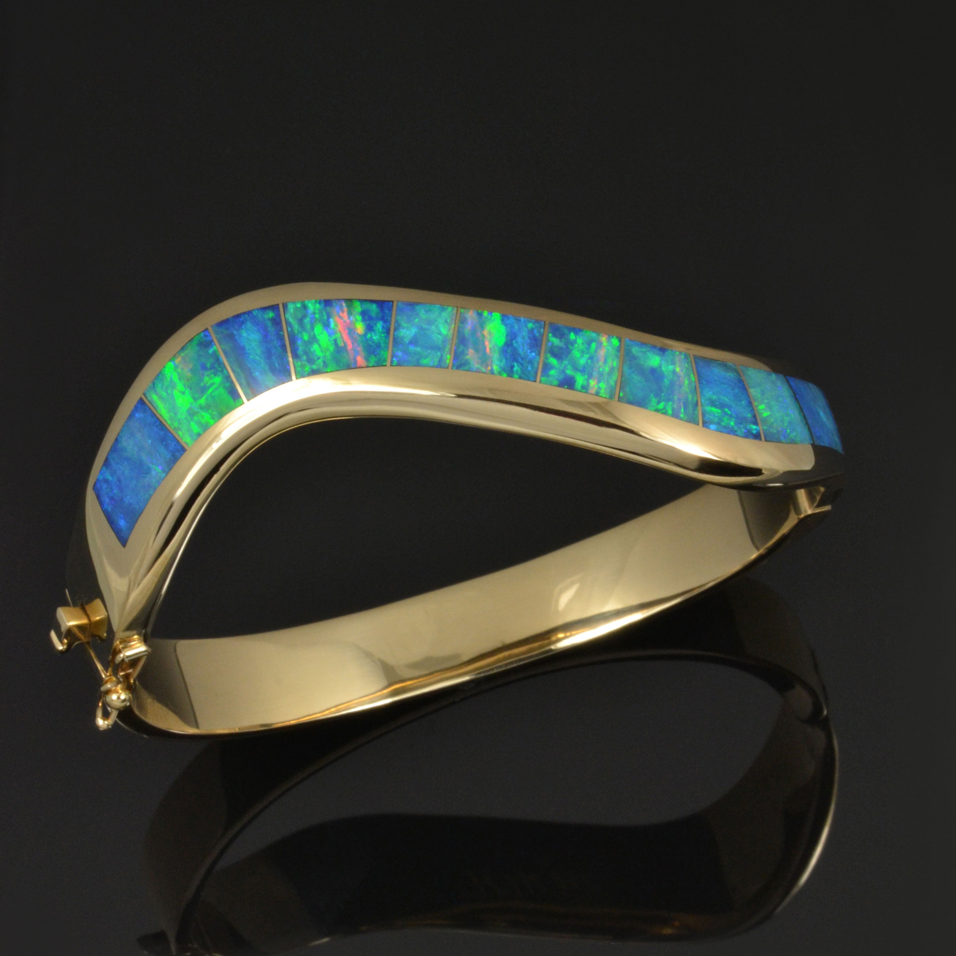 Australian Opal Bracelet in Flowing Curve Design