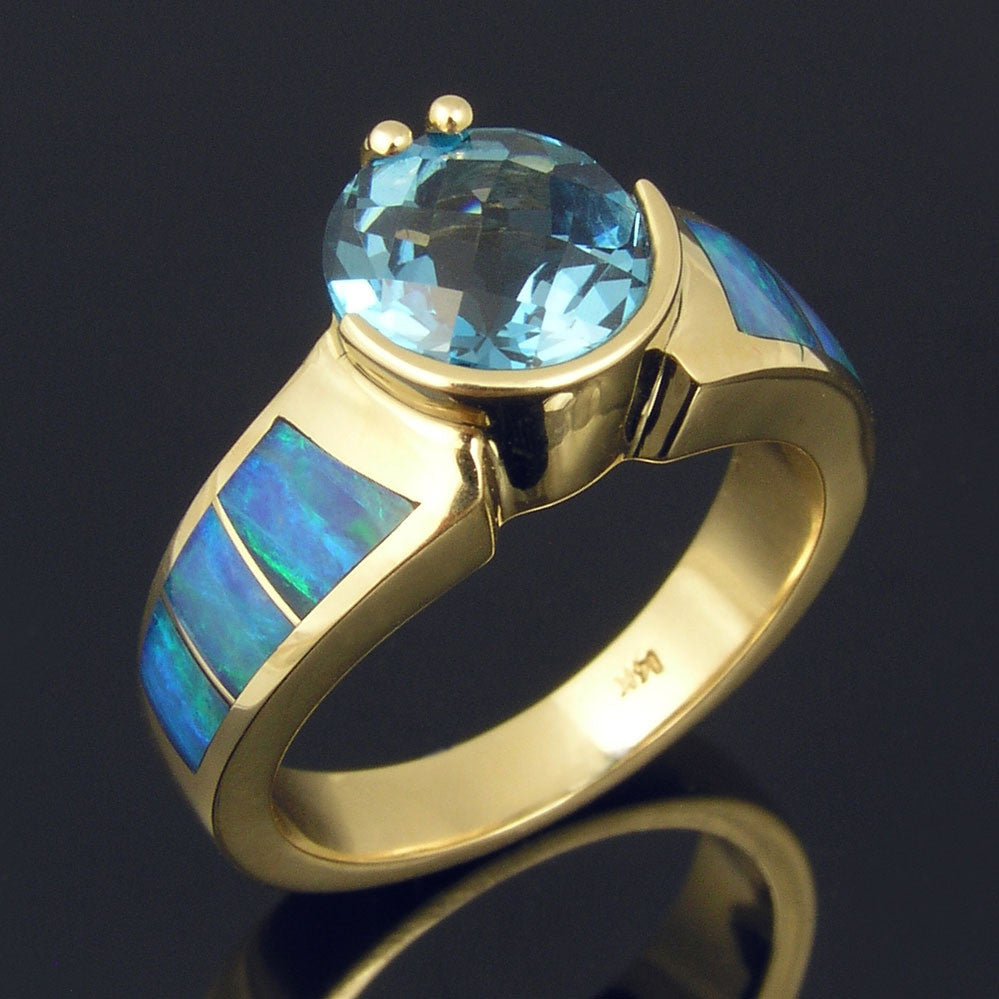 Australian Opal Wedding Ring Set with Diamonds in 14k Gold – The ...