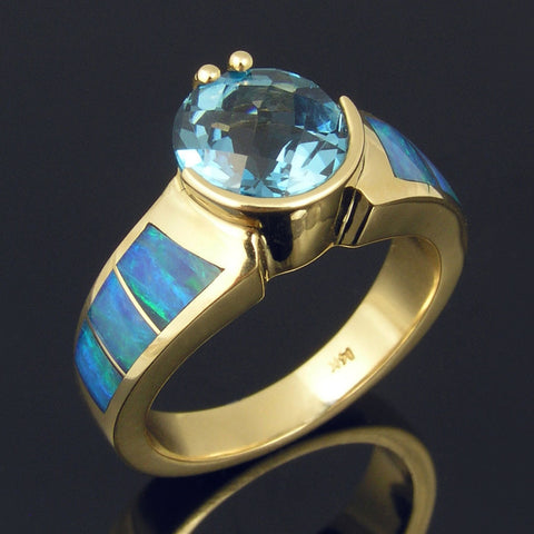I stor skala nødvendig ukuelige Women's Australian Opal Ring with a London Blue Topaz – The Hileman  Collection