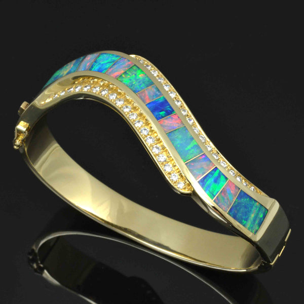 Hinged Australian Opal Bracelet by The Hileman Collection