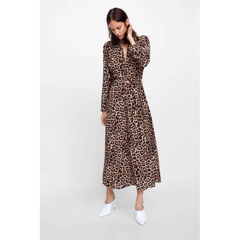 long sleeve leopard maxi dress