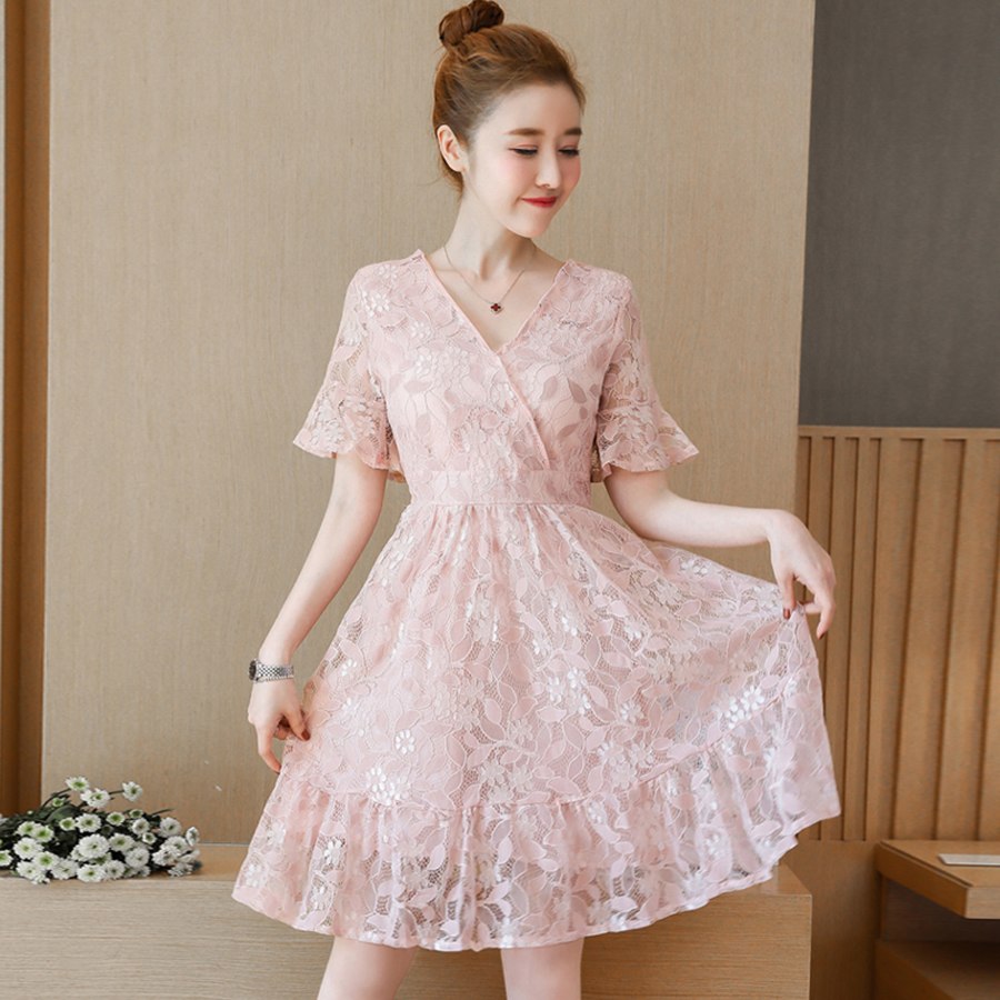 womens pink lace dress